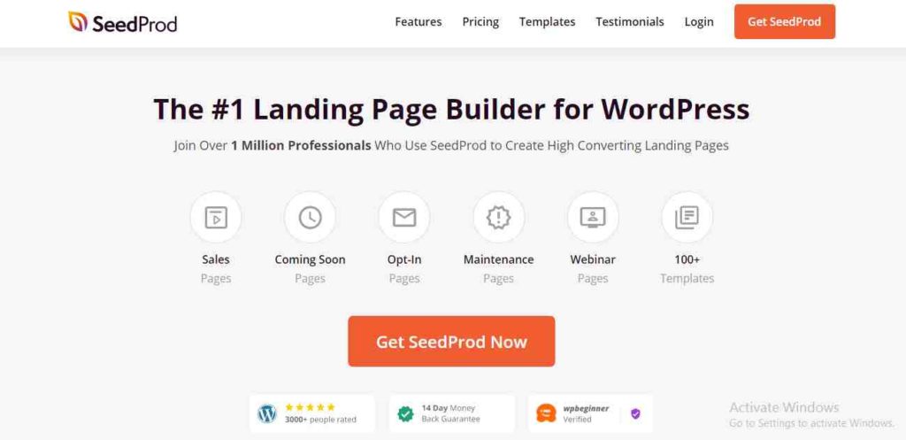 Seedprod wordpress plugin