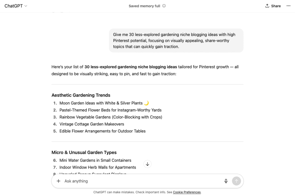garden blog ideas using chatgpt